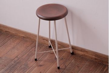 ラフジュ工房オリジナル　ペイントチェア　ナチュラルな雰囲気がお洒落な鉄脚丸スツール(チェア、椅子)(1)
