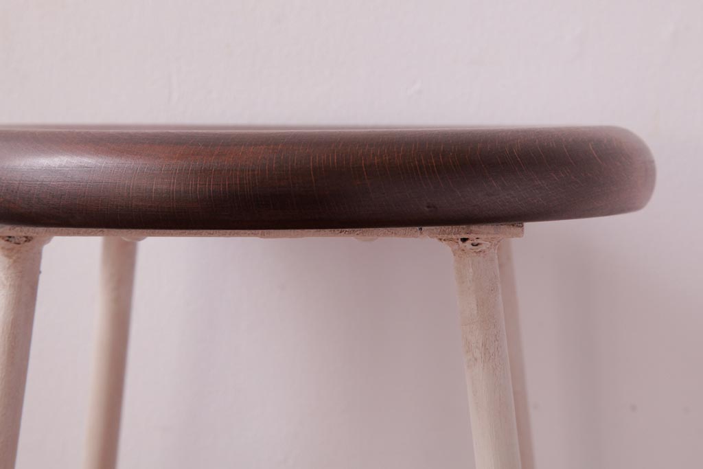 ラフジュ工房オリジナル　ペイントチェア　ナチュラルな雰囲気がお洒落な鉄脚丸スツール(チェア、椅子)(1)