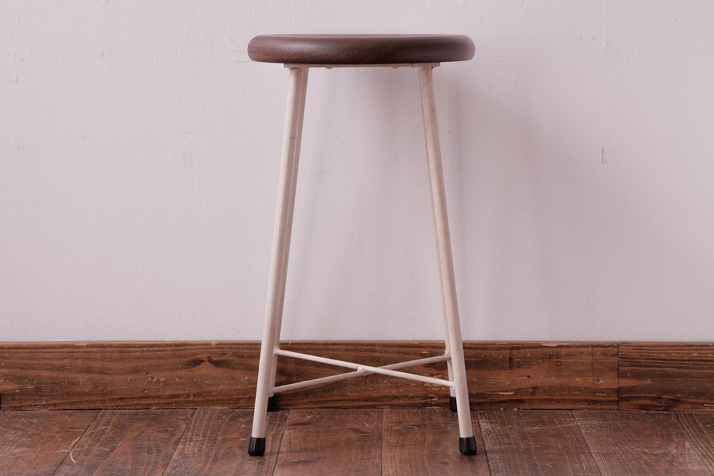 ラフジュ工房オリジナル　ペイントチェア　ナチュラルな雰囲気がお洒落な鉄脚丸スツール(チェア、椅子)(1)