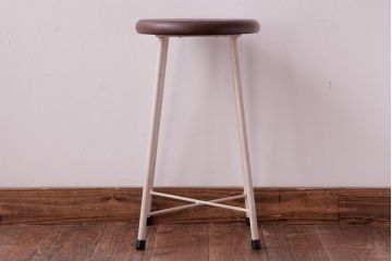 ラフジュ工房オリジナル　ペイントチェア　ナチュラルな雰囲気がお洒落な鉄脚丸スツール(チェア、椅子)(1)