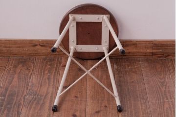 ラフジュ工房オリジナル　ペイントチェア　ナチュラルな雰囲気がお洒落な鉄脚丸スツール(チェア、椅子)(1)