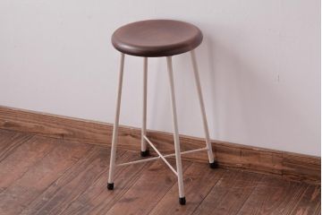 ラフジュ工房オリジナル　ペイントチェア　ナチュラルな雰囲気がお洒落な鉄脚丸スツール(チェア、椅子)(1)
