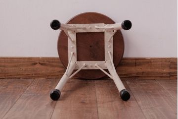 ラフジュ工房オリジナル　ナチュラルペイントが可愛らしい丸スツール(椅子、飾り台)