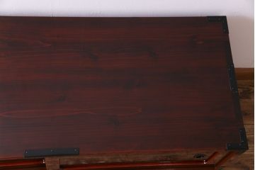 極美品　リメイク　ぼってりとした漆塗りが魅力の仙台箪笥ローボード(リビングボード、収納棚)(1)