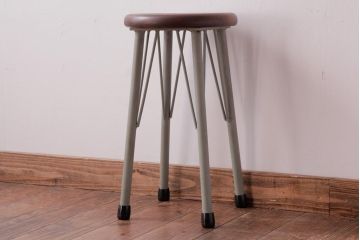 ラフジュ工房オリジナル　アンティークペイントがお洒落な丸スツール(椅子、チェア、丸イス)(3)