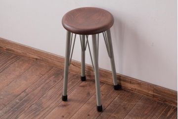 ラフジュ工房オリジナル　アンティークペイントがお洒落な丸スツール(椅子、チェア、丸イス)(3)