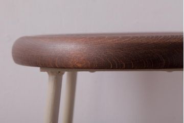アンティーク雑貨　ラフジュ工房オリジナル　鉄脚　温かみのあるペイントカラーが魅力の丸スツール(チェア、椅子)(2)