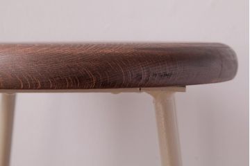 アンティーク雑貨　ラフジュ工房オリジナル　鉄脚　温かみのあるペイントカラーが魅力の丸スツール(チェア、椅子)(2)