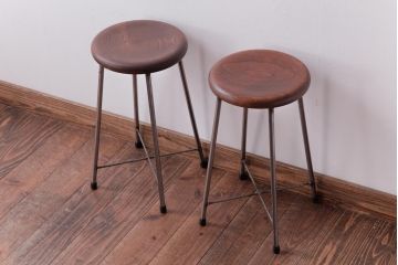 ラフジュ工房オリジナル　コンパクトで可愛らしいスツール(鉄脚チェア、椅子)2脚セット(1)