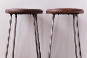 ラフジュ工房オリジナル　コンパクトで可愛らしいスツール(鉄脚チェア、椅子)2脚セット(1)