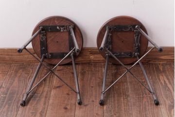 ラフジュ工房オリジナル　コンパクトで可愛らしいスツール(鉄脚チェア、椅子)2脚セット(1)