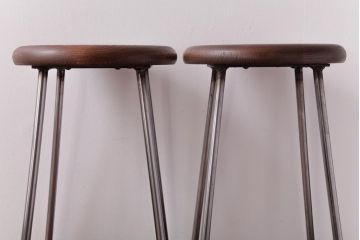 ラフジュ工房オリジナル　コンパクトで可愛らしいスツール(鉄脚チェア、椅子)2脚セット(2)