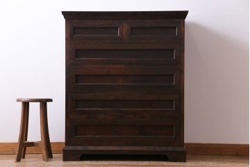 中古　松本民芸家具　503型　直線のデザインが目を引くチェスト(引き出し、衣装箪笥、整理箪笥)(定価約28万円)(3)