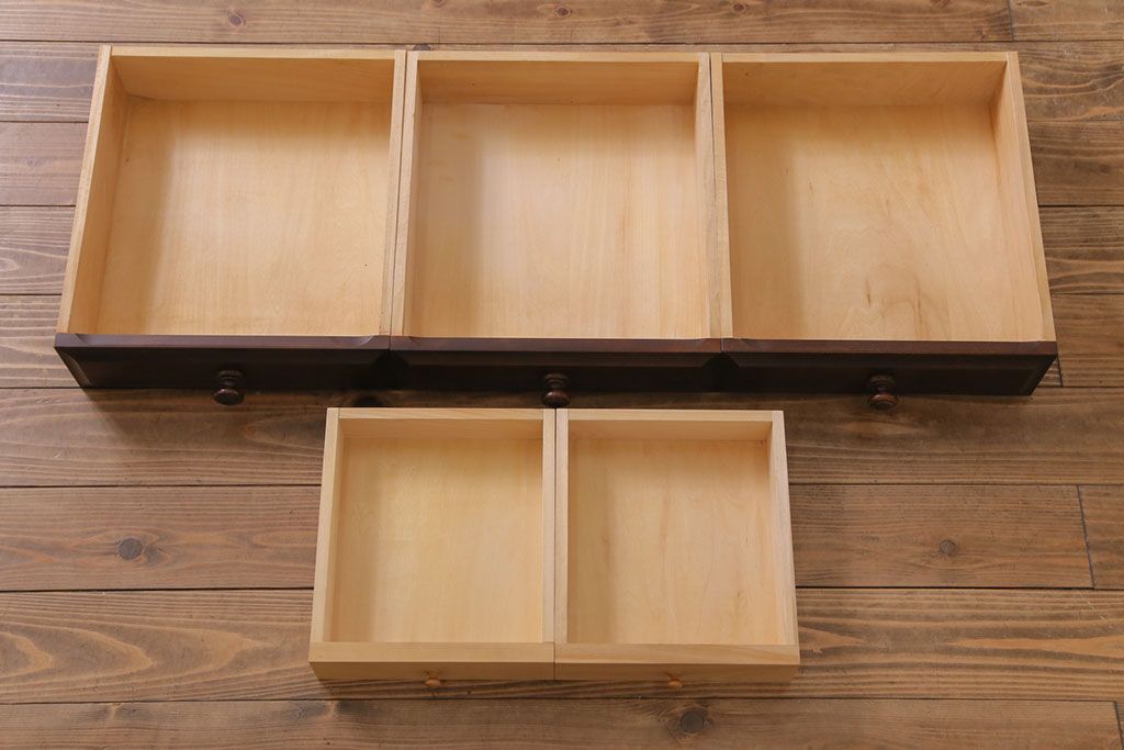 中古　北海道民芸家具　衣装盆付き3段重ねチェスト(衣装箪笥・整理タンス・着物箪笥)(定価約90万円)(1)