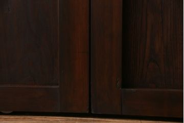 和製アンティーク　ヒノキ材　味わい深いガラス入り格子蔵戸2枚セット(格子戸、引き戸、玄関戸)