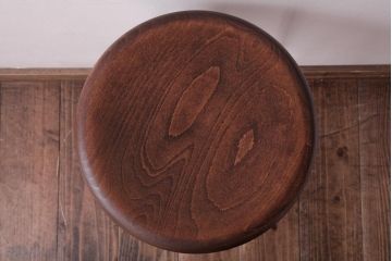 アンティーク雑貨　ラフジュ工房オリジナル　鉄脚　落ち着いた色味がおしゃれな丸スツール(チェア、椅子)(1)