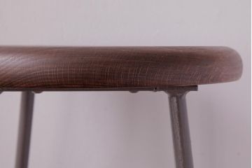 アンティーク雑貨　ラフジュ工房オリジナル　鉄脚　落ち着いた色味がおしゃれな丸スツール(チェア、椅子)(1)