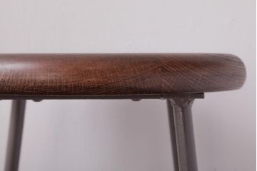 アンティーク雑貨　ラフジュ工房オリジナル　鉄脚　落ち着いた色味がおしゃれな丸スツール(チェア、椅子)(2)