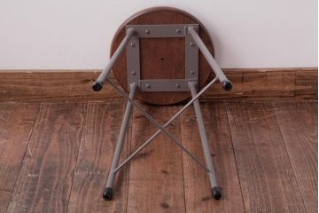 アンティーク雑貨　ラフジュ工房オリジナル　鉄脚　落ち着いた色味がおしゃれな丸スツール(チェア、椅子)(2)