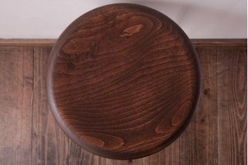 アンティーク雑貨　ラフジュ工房オリジナル　鉄脚　落ち着いた色味がおしゃれな丸スツール(チェア、椅子)(3)