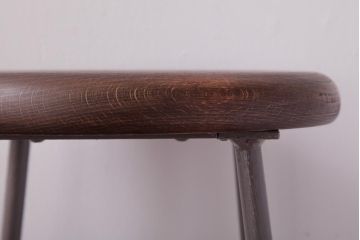 アンティーク雑貨　ラフジュ工房オリジナル　鉄脚　落ち着いた色味がおしゃれな丸スツール(チェア、椅子)(3)