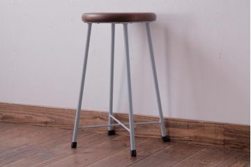 ラフジュ工房オリジナル　鉄脚　爽やかなペイントカラーが魅力の丸スツール(チェア、椅子)(1)