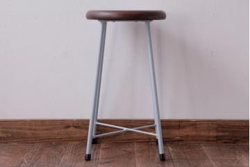 ラフジュ工房オリジナル　鉄脚　爽やかなペイントカラーが魅力の丸スツール(チェア、椅子)(2)