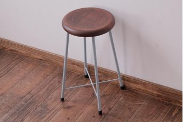 ラフジュ工房オリジナル　鉄脚　爽やかなペイントカラーが魅力の丸スツール(チェア、椅子)(2)
