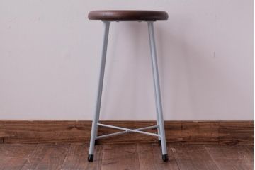 ラフジュ工房オリジナル　鉄脚　爽やかなペイントカラーが魅力の丸スツール(チェア、椅子)(2)