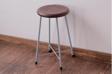 ラフジュ工房オリジナル　鉄脚　爽やかなペイントカラーが魅力の丸スツール(チェア、椅子)(2)