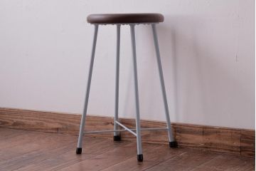 ラフジュ工房オリジナル　鉄脚　爽やかなペイントカラーが魅力の丸スツール(チェア、椅子)(3)