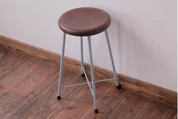 ラフジュ工房オリジナル　鉄脚　爽やかなペイントカラーが魅力の丸スツール(チェア、椅子)(3)