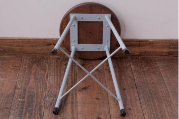 ラフジュ工房オリジナル　鉄脚　爽やかなペイントカラーが魅力の丸スツール(チェア、椅子)(3)