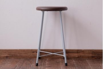 ラフジュ工房オリジナル　鉄脚　爽やかなペイントカラーが魅力の丸スツール(チェア、椅子)(3)