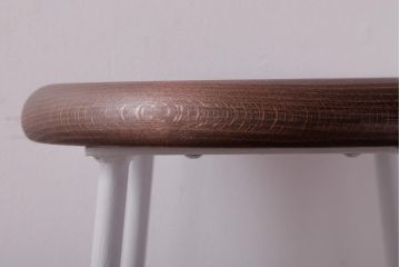 ラフジュ工房オリジナル　鉄脚　清涼感溢れるフレンチシックな丸スツール(チェア、椅子)(1)
