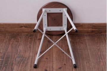 ラフジュ工房オリジナル　鉄脚　清涼感溢れるフレンチシックな丸スツール(チェア、椅子)(1)