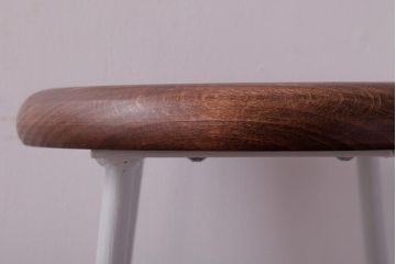 ラフジュ工房オリジナル　鉄脚　清涼感溢れるフレンチシックな丸スツール(チェア、椅子)(3)
