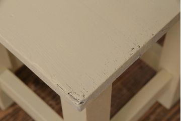 レトロ家具　昭和レトロ　淡い色合いが愛らしいペイントスツール(学校スツール、花台、板座チェア、椅子、イス、花台)(R-031610)
