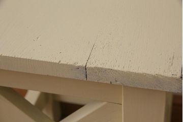 レトロ家具　昭和レトロ　淡い色合いが愛らしいペイントスツール(学校スツール、花台、板座チェア、椅子、イス、花台)(R-031610)