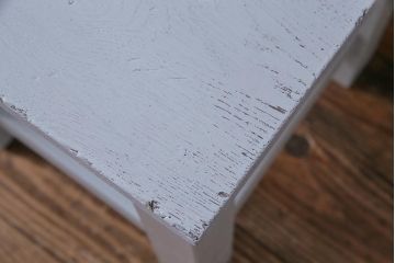 レトロ家具　昭和レトロ　淡い色合いが愛らしいペイントスツール(学校スツール、花台、板座チェア)(R-031611)