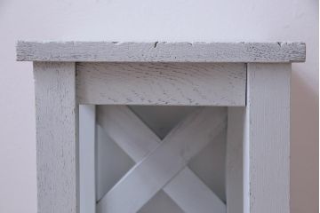 レトロ家具　昭和レトロ　淡い色合いが愛らしいペイントスツール(学校スツール、花台、板座チェア)(R-031611)