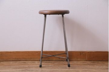 ラフジュ工房オリジナル　シンプルでお洒落な丸型スツール(椅子、鉄脚チェア)