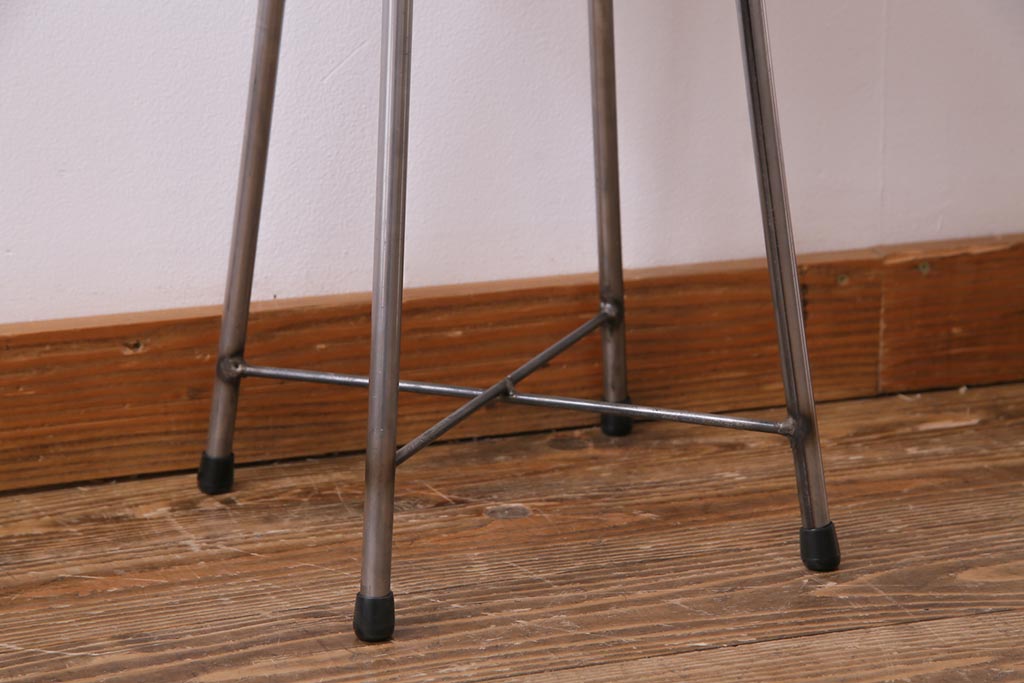 ラフジュ工房オリジナル　シンプルでお洒落な丸型スツール(椅子、鉄脚チェア)