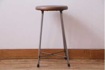 ラフジュ工房オリジナル　シンプルでお洒落な丸型スツール(椅子、鉄脚チェア)