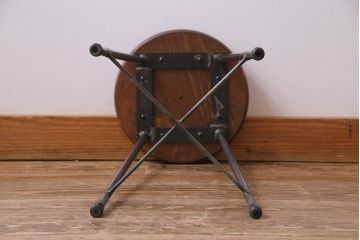 ラフジュ工房オリジナル　シンプルでお洒落な丸型スツール(椅子、鉄脚チェア)