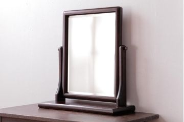 アンティーク雑貨　中古　北海道民芸家具　#363　シックな雰囲気漂う上品な色味の置鏡(スタンドミラー、卓上鏡)