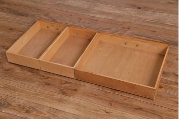 レトロ家具　昭和レトロ　ブナ材　どっしりとした構えが魅力的な補助天板付き片袖机(ワークデスク、在宅ワーク、在宅用、カウンターテーブル、作業台)