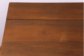 レトロ家具　昭和レトロ　ブナ材　どっしりとした構えが魅力的な補助天板付き片袖机(ワークデスク、在宅ワーク、在宅用、カウンターテーブル、作業台)