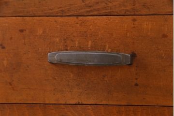 レトロ家具　昭和レトロ　ブナ材　どっしりとした構えが魅力的な補助天板付き片袖机(ワークデスク、在宅ワーク、在宅用、カウンターテーブル、作業台)