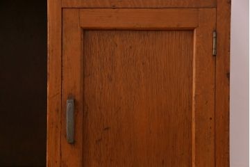 レトロ家具　昭和レトロ　ブナ材　どっしりとした構えが魅力的な補助天板付き片袖机(ワークデスク、在宅ワーク、在宅用、カウンターテーブル、作業台)